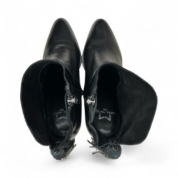 Marc Fisher Ankle Boots Janey Black Leather Suede Ankle Boots 6M Tassels - Picture 13 of 16